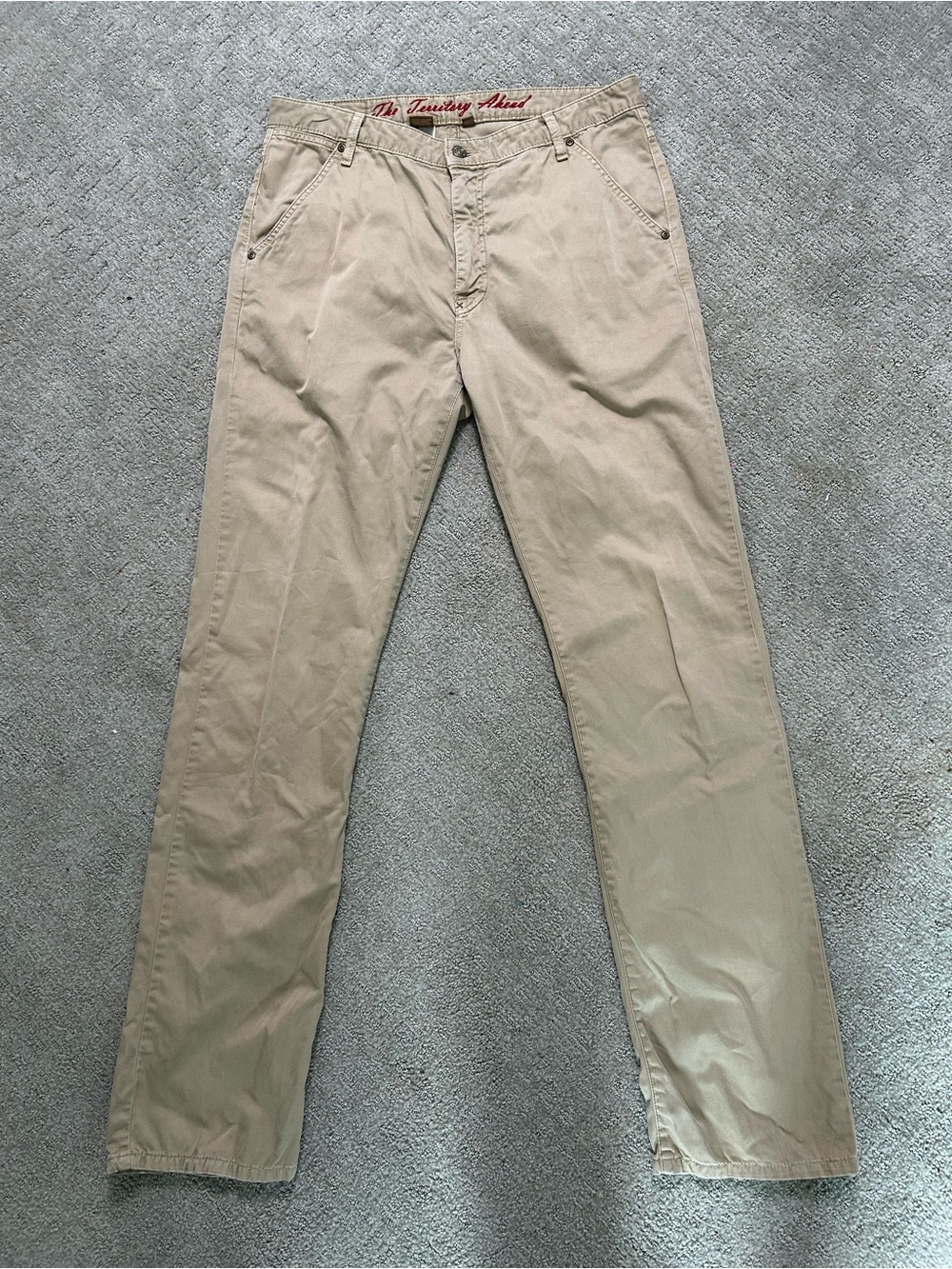The Territory Ahead Tan Chino Pants 33x34 Straight Leg Vintage 100% Cotton